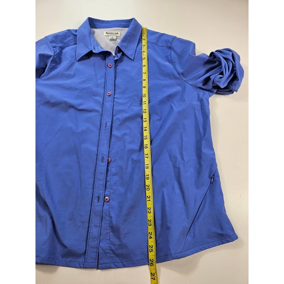 Magellan women roll tab sleeve fishing outdoor blue button up XL ^* - Picture 6 of 7